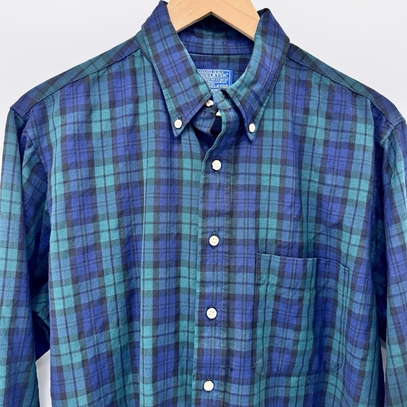 Vintage Pendleton Shirt Mens L Green Blackwatch Tartan Flannel Long Sleeve Wool - Picture 4 of 10